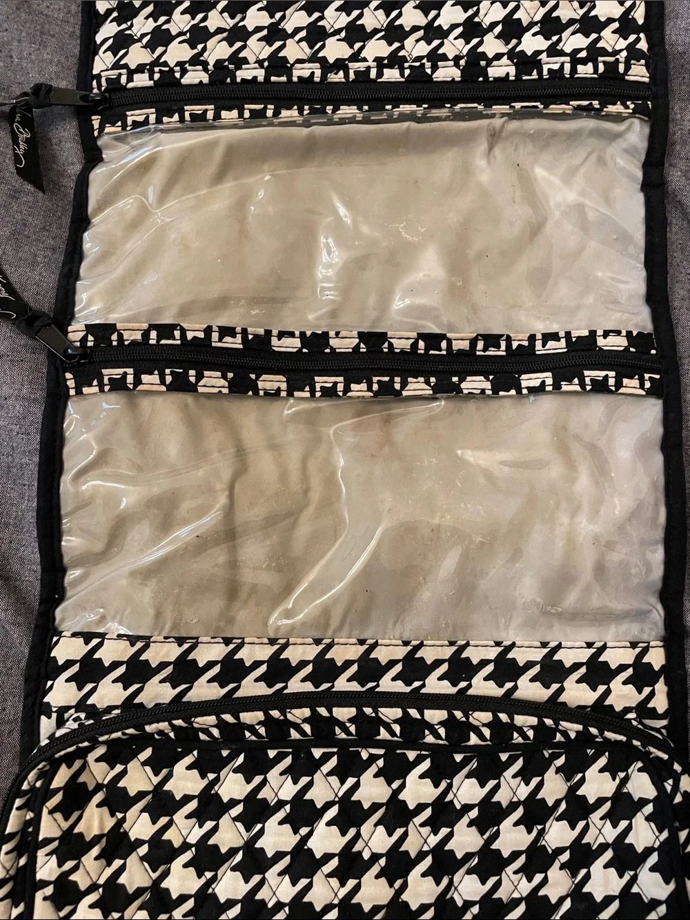 VERA BRADLEY Hanging Organizer Travel Toiletry Bag Black + White | GUC
